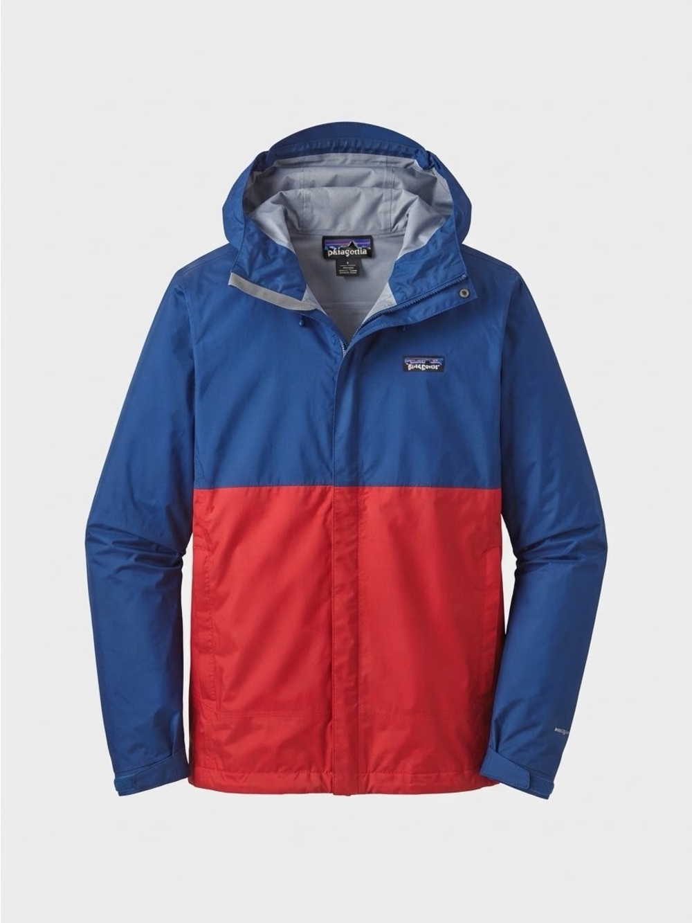Patagonia Men’s Blue and Red Colorblock Raincoat